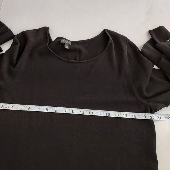 Talbots Double Flounce Sleeve Black Sweater - Picture 3 of 9